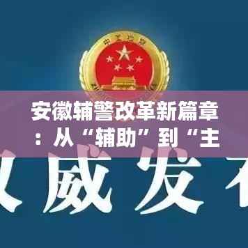 安徽辅警改革新篇章:从“辅助”到“主力”的华丽转身