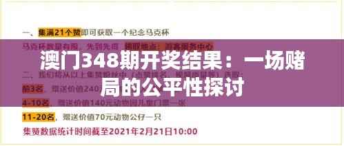 澳门348期开奖结果:一场赌局的公平性探讨