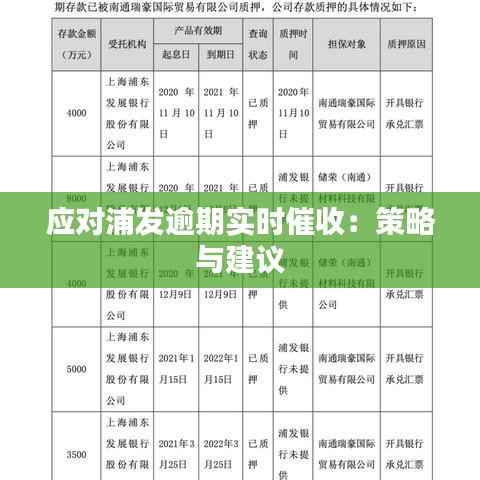 应对浦发逾期实时催收:策略与建议