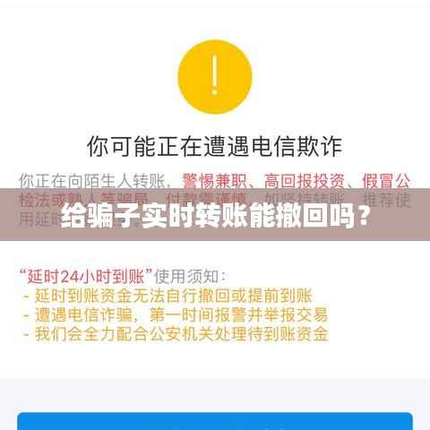 给骗子实时转账能撤回吗?