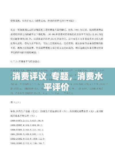 消费评议  专题,消费水平评价