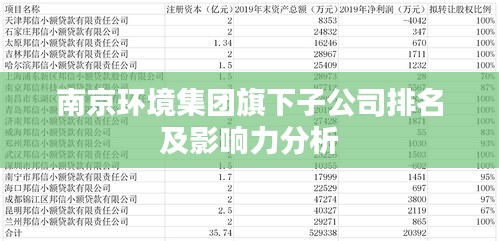 南京环境集团旗下子公司排名及影响力分析